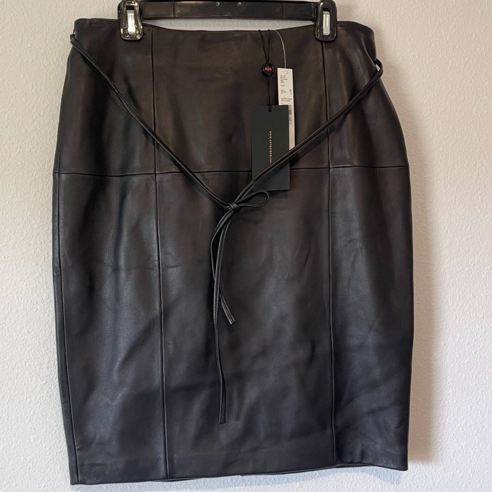 ANTONIO MELANI - 100% Leather Black Pencil Skirt - Picture 4 of 15